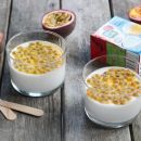 Panna cotta con crema di cocco e frutto della passione, golosità tropicale