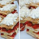 Il millefoglie alle fragole, immerse in deliziosa crema pasticcera