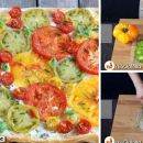 Torta salata ai pomodori multicolore e pasta sfoglia