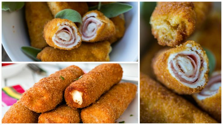 Cannoli con prosciutto e provola, croccanti e filanti