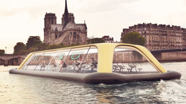 A Parigi la prima palestra galleggiante alimentata con il sudore degli iscritti