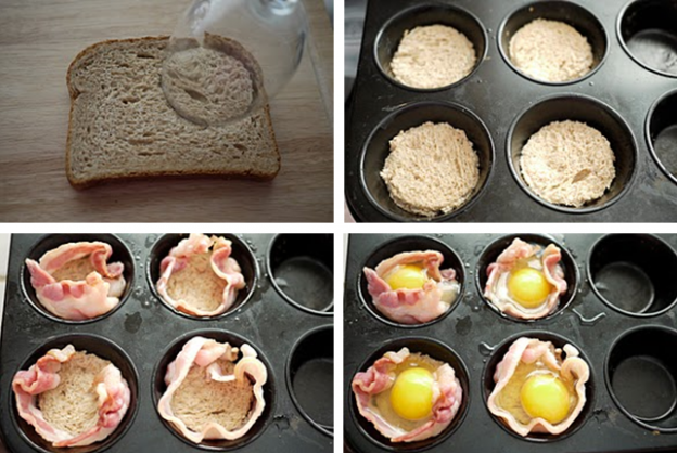 Cestini con uva e pancetta