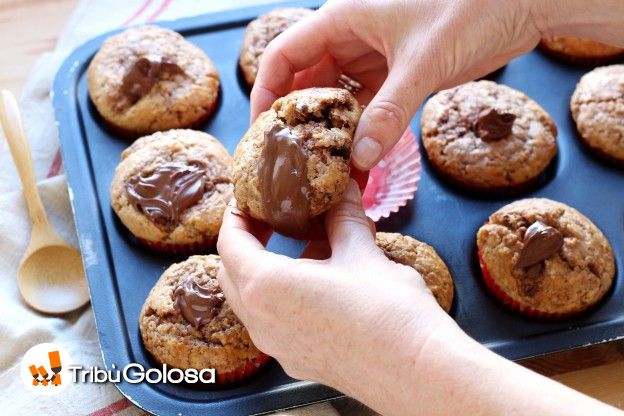 Muffins con cuore fondente di Nutella