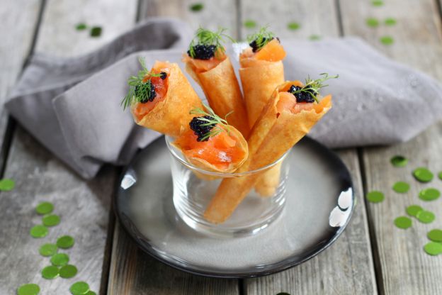 2 - Coni di pasta brick al salmone affumicato