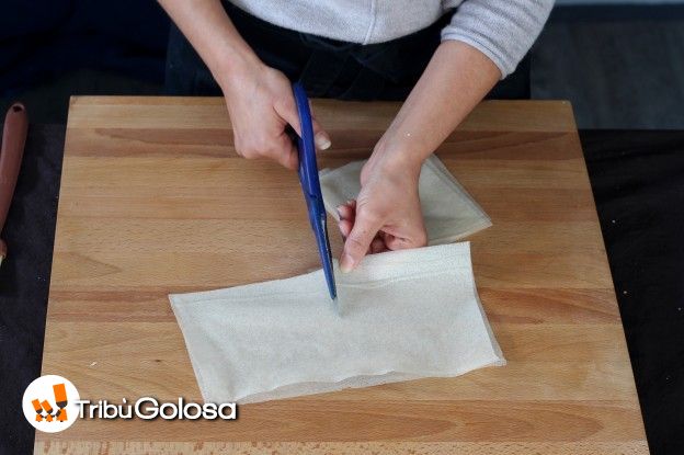 Tagliate i fogli di brick