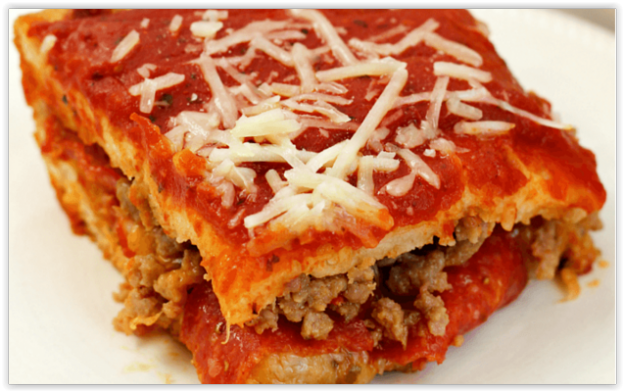 91. Pizza con salame piccante e salsiccia italiana