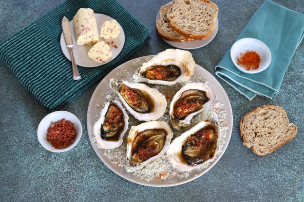 Ostriche calde con pancetta alla griglia