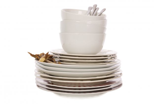 Stacking your dishes at the end of the meal