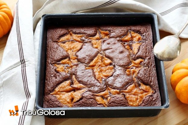 Brownie marmorizzato alla zucca