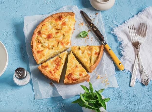 Quiche al contrario di patate e formaggio bleu