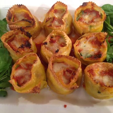 Rotolini di lasagne agli spinaci