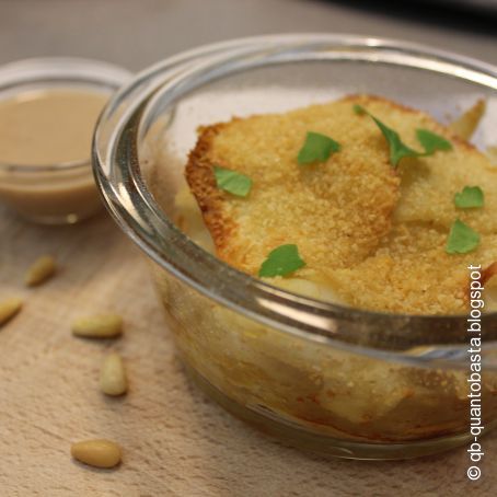 Torrette di patate e baccalà con salsa di pinoli e acciughe