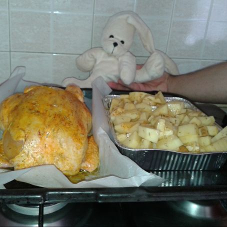Pollo e patate al forno croccanti