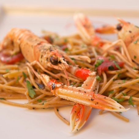 Linguine con scampi