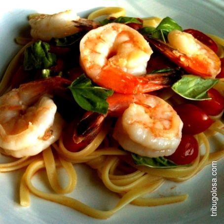 Linguine con carciofi e code di gambero