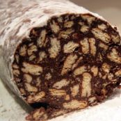 Salame di cioccolato al Marsala e pinoli