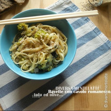 Bavette con cavolo romanesco, tofu ed olive