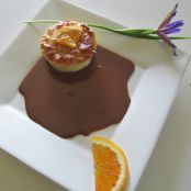 Budino al profumo di pastiera con ganache al cioccolato e arancia