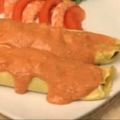 Crespelle di gamberetti , mais e rucola