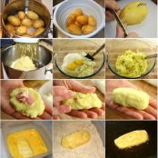 Crocchette di patate con cuore filante di mozzarella e prosciutto