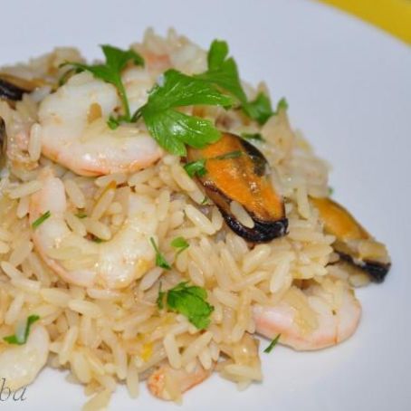Risotto con cozze e misto mare