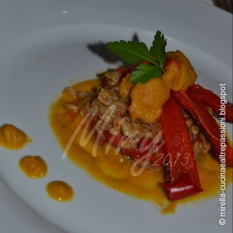 Farro ai peperoni con crema di carote