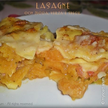 Lasagne con zucca, verza e speck