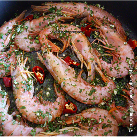 Gamberoni stufati agli Aromi