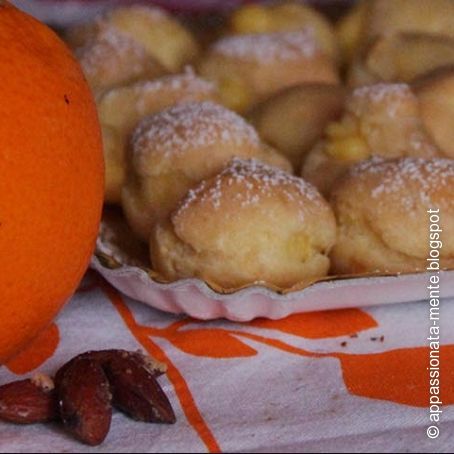 bignè con crema pasticcera alle mandorle