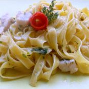 FETTUCCINE AL MASCARPONE E AL PESTO CON PESCE SPADA E TARTUFO