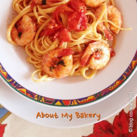 Linguine piccantine con mazzancolle e pomodorini