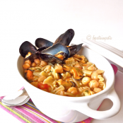 Minestra di fagioli e ceci con cozze