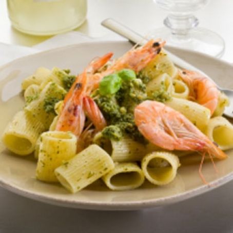 Pasta gamberi e pesto