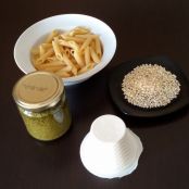 Penne con crema di pesto, ricotta e granella di nocciole - Tappa 1