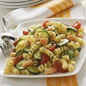 Fusilli con sugo di gamberi e zucchine