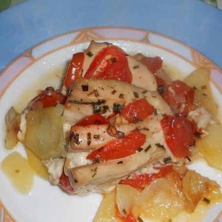 oOo PETTO DI POLLO AL CARTOCCIO CON PATATE E POMODORINO  oOo