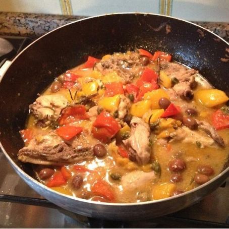 Pollo con olive e peperoni