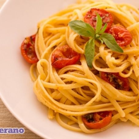 Linguine con pomodorini confit