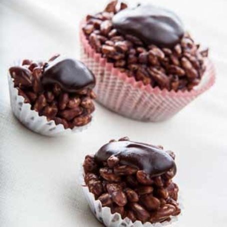 Dolcetti di riso soffiato al cioccolato e crema mou alla cannella