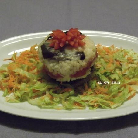 Torretta di melanzane e riso