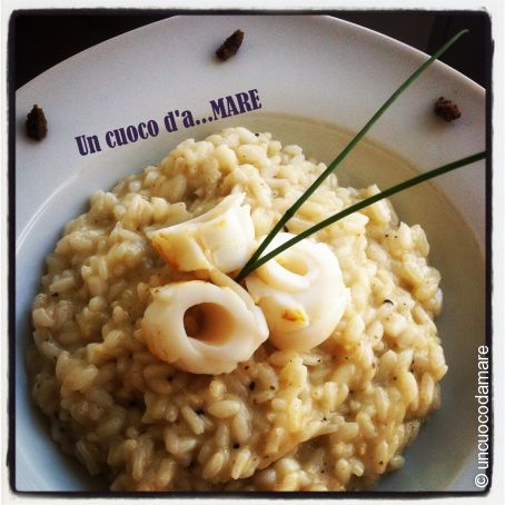 Risotto, tartufo nero estivo e calamari