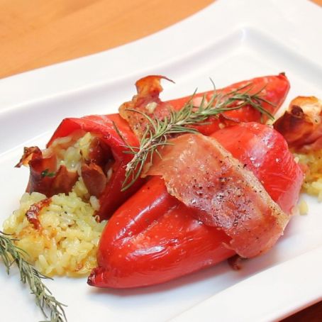 Peperoni ripieni di parmigiano risotto