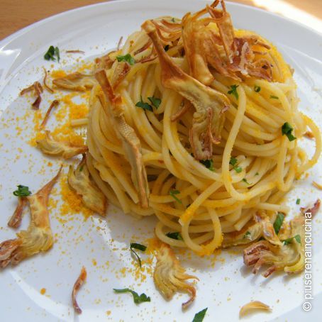 Spaghetti carciofi e bottarga