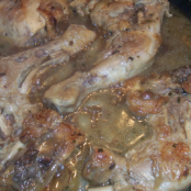 Cosce di pollo flambè al Cognac