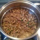Tagliatelle con funghi e carne macinata - Tappa 2
