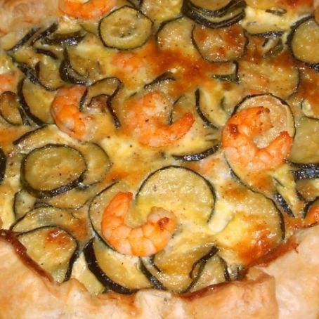 Torta
con gamberetti, panna e zucchine