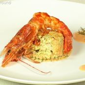 Flan zucchine e mousse di gamberi