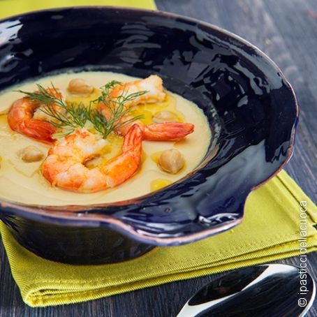 Vellutata di ceci e gamberi